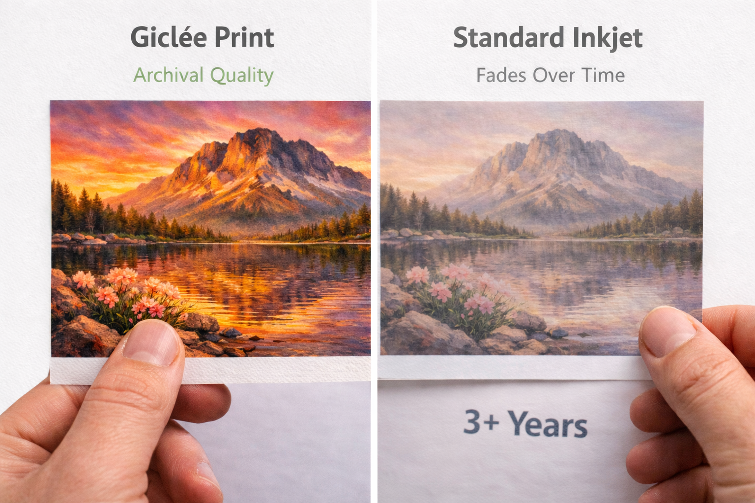 Giclee print over time archival quality example