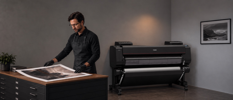 Fine art print inspection with a freestanding Canon printer